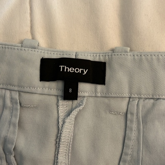 Theory Nadeema Relaxed Chino Pants Size 8, light blue capri Wide Leg, Cotton. - Picture 11 of 13